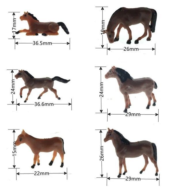 ミニチュア ジオラマ 動物 フィギュア Nゲージ 1/87 馬 10頭セット ウマ   鉄道模型 ミニチュアパーツ 模型 DIY 茶色