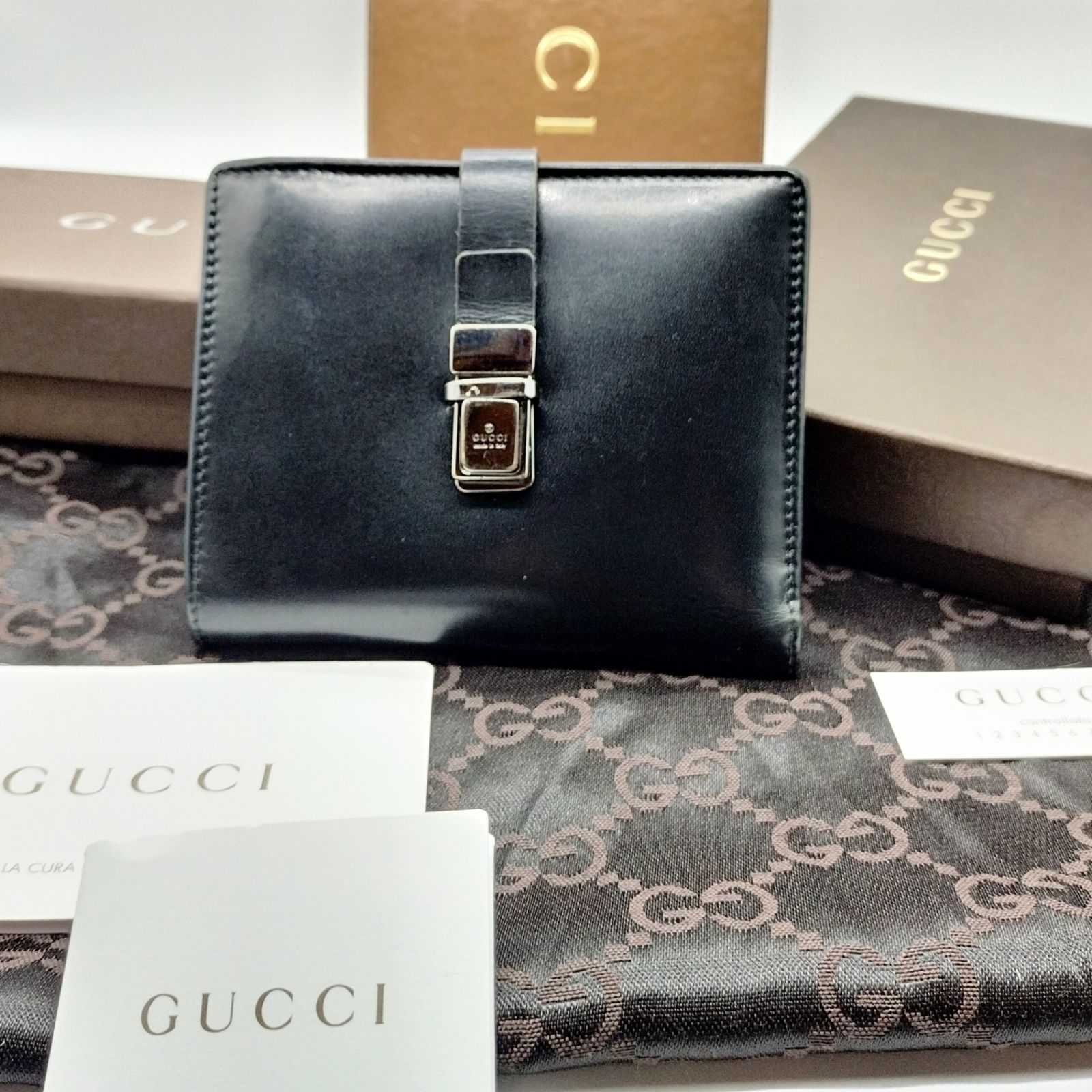 Gucci グッチ オールドグッチ 折財布 2つ折り財布 コンパクト ロゴ金具