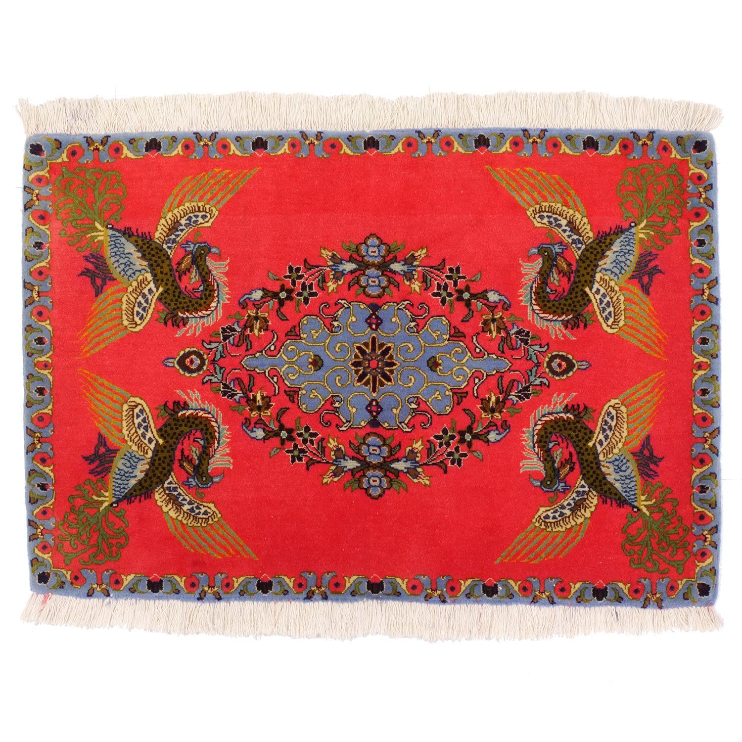 アンティーク116×192フローラル グリーン コーラル トルコヴィンテージ