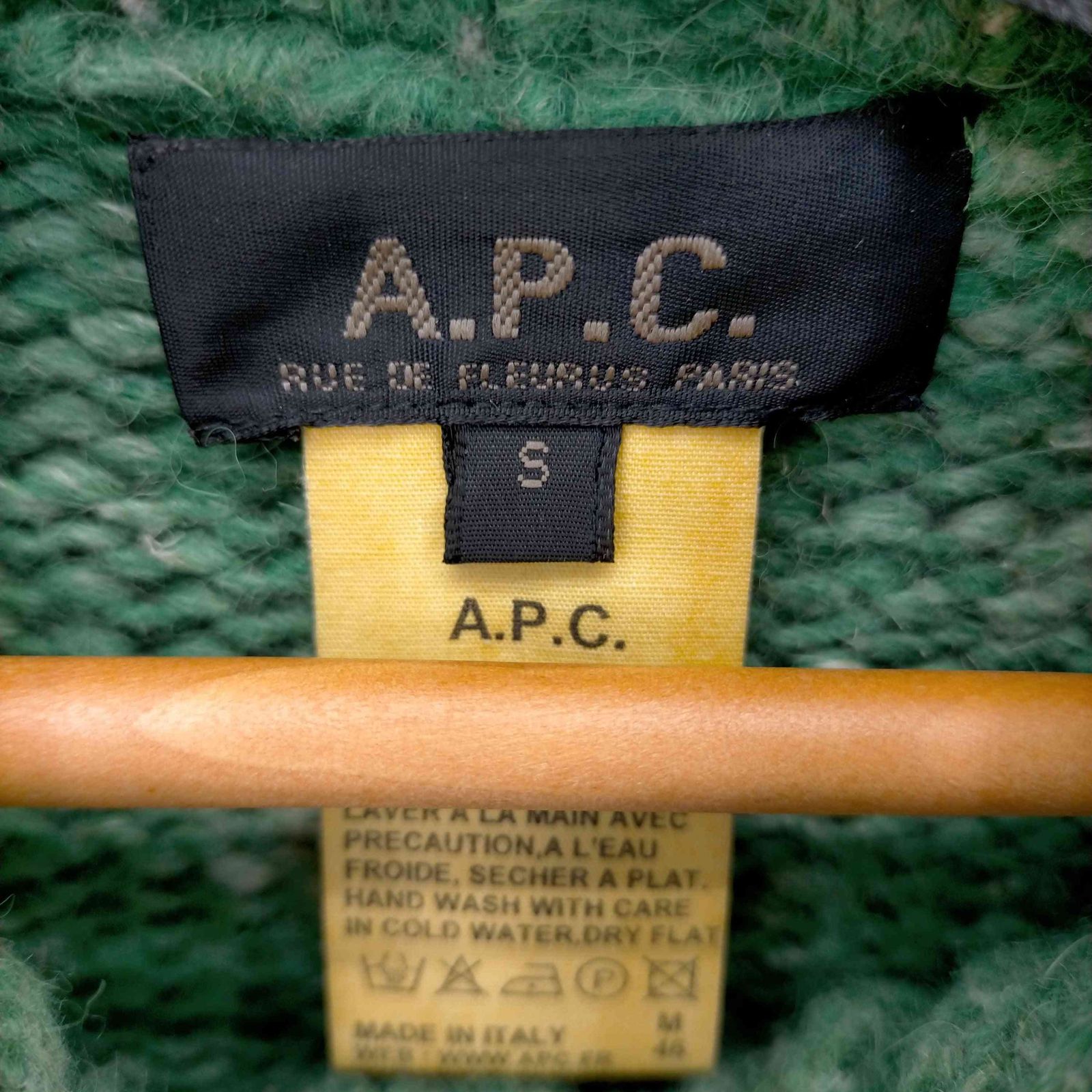 アーペーセー A.P.C. 00S MADE IN ITALY アルパカリネンブリーチ加工ニットジャケット メンズ import：S