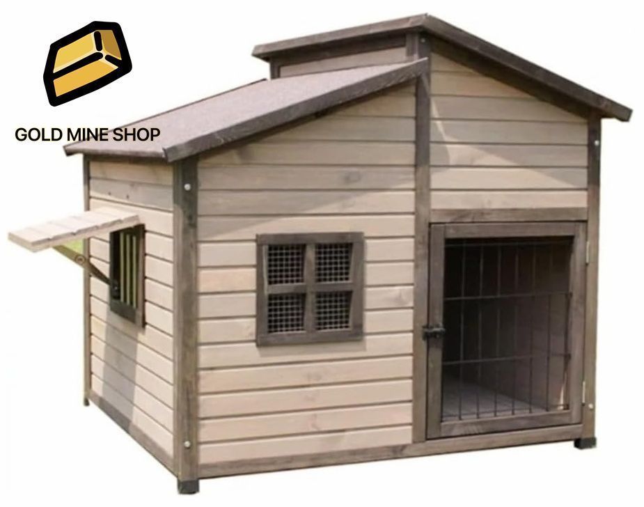 無垢材の犬小屋 屋外の木造犬小屋 大型犬小屋 屋外防水犬小屋 XL 116*102*110CM