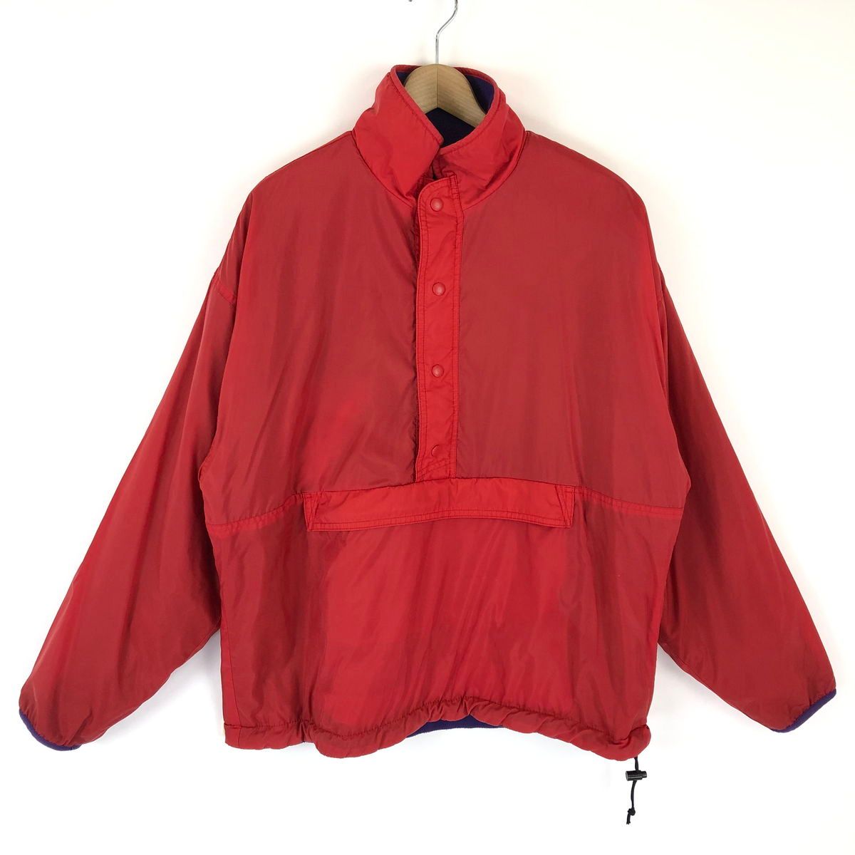 【古着】 アノラックジャケット リップストップ 裏フリース リバーシブル オールドもの レッド系 メンズL 【中古】 n027341