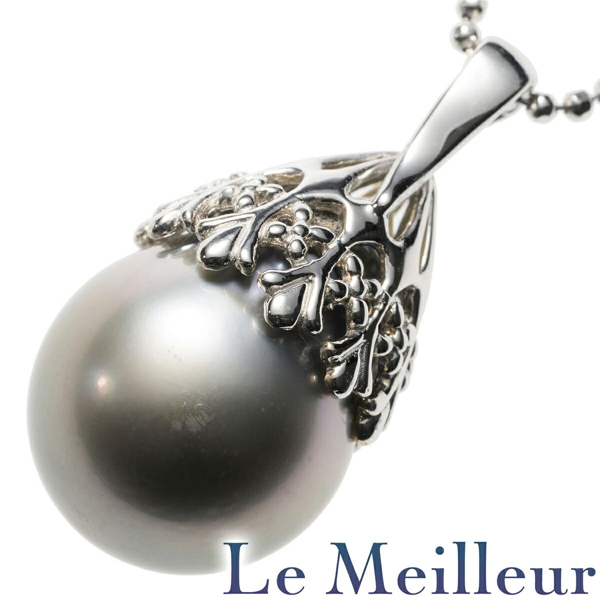 パールペンダントネックレス 黒蝶真珠 15.3mm K14 中古 プレラブド  