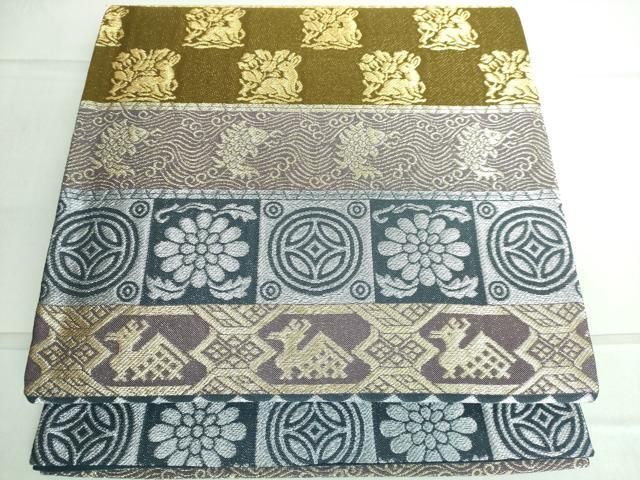 平和屋着物◎六通柄袋帯 名物裂 金糸 正絹 逸品 未使用 BAAT5927yc