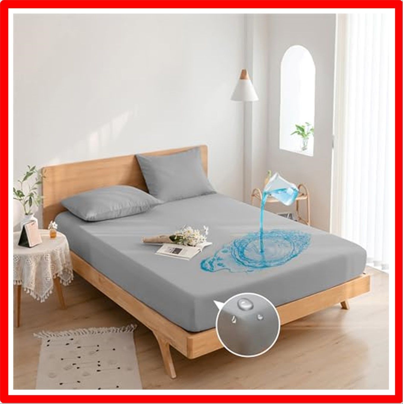 【匿名配送】ダークグレー_ダブルサイズ:140x200cm Vallein 防水シーツ 綿100% 側面防水 シングル ボックス 全面防水 ボックスシーツ ダブ