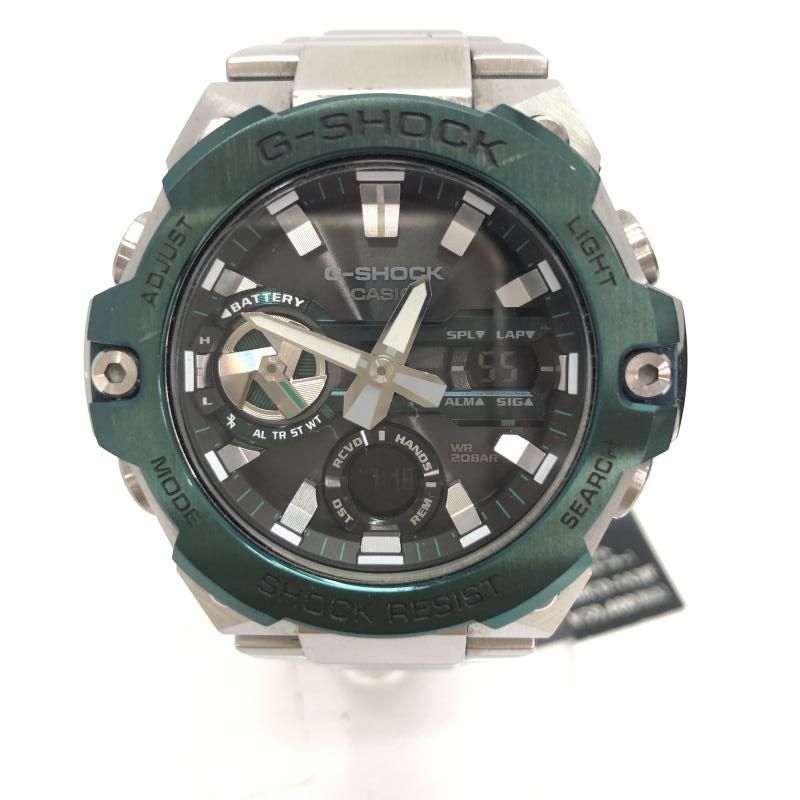 【中古】G-SHOCK 腕時計 ソーラー GST-B400CD-1A3JF シルバー グリーン 箱あり ジーショック[91][240091391365]