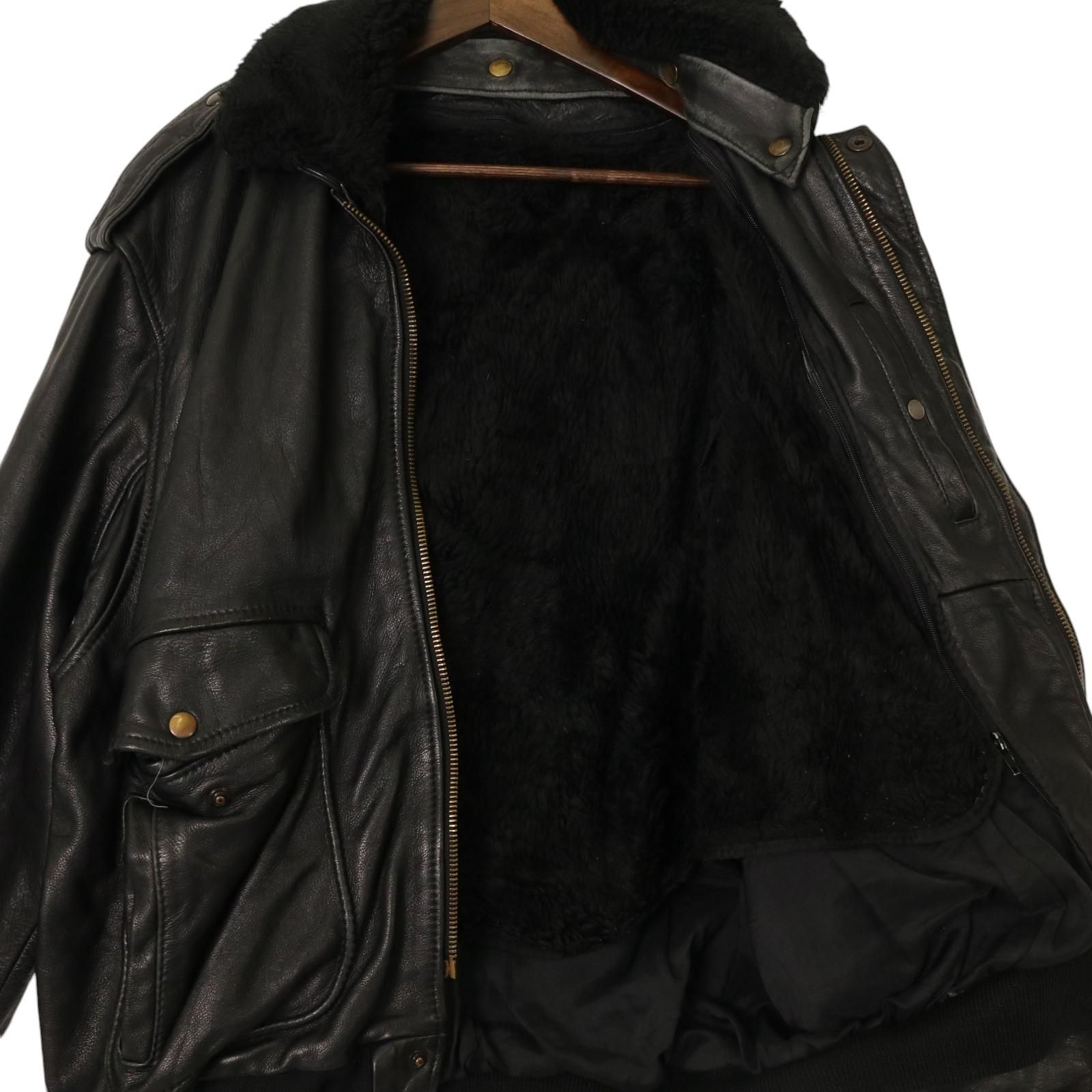 フライトジャケット　サイズL 古着屋で購入してからは着ておりません 古着 A-2タイプ 中綿入り レザーフライトジャケット メンズXL相当