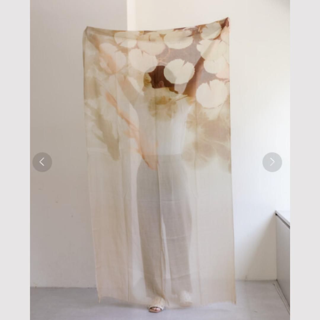 ear PAPILLONNER インド手織り 水彩柄大判ストール 定価¥19 800 別注PYAAR コットンモダール イタリアデザイン アートストール スカーフ イアパピヨネ ピーアール