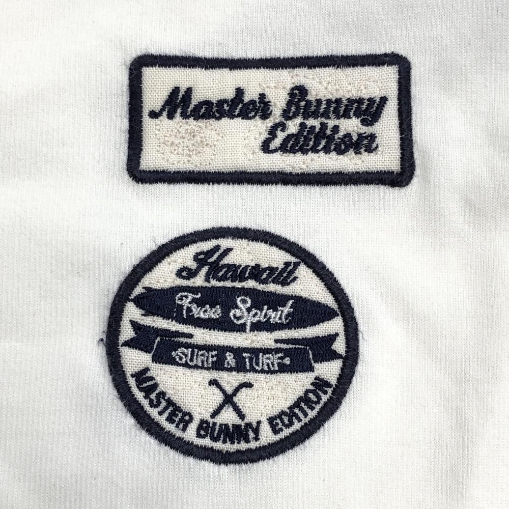 美品】マスターバニー 半袖ポロシャツ 白×ネイビー 胸元ロゴ