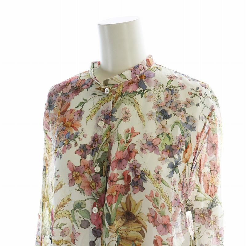 クリスチャンディオール Christian Dior Dior 4 Saisons Ete ロングブラウス シャツ 長袖 ロゴ 花柄 Bee 刺繍 36 S マルチカラー クリスチャンディオール Christian Dior Dior 4 Saisons Ete