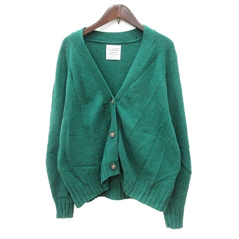 アーバンリサーチ　カーディガン　F　グリーン　ニット　Vネック　綿　ナイロン