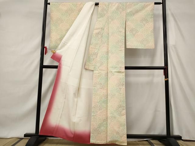 平和屋着物▽上質な紬 単衣 花づくし 正絹 逸品 未使用 AAAW7705fy