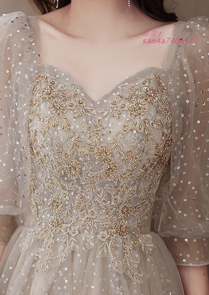 ドレス 五分袖 キラキラ 大人 ピアノ 発表会 ピアノ発表会 パーティードレス 母親 コンクール 演奏会 高校生 ロングドレス 大きいサイズ 演奏会用ドレス 結婚式 am4a740644 WWW_OLIVIERBERNSTEIN_COM