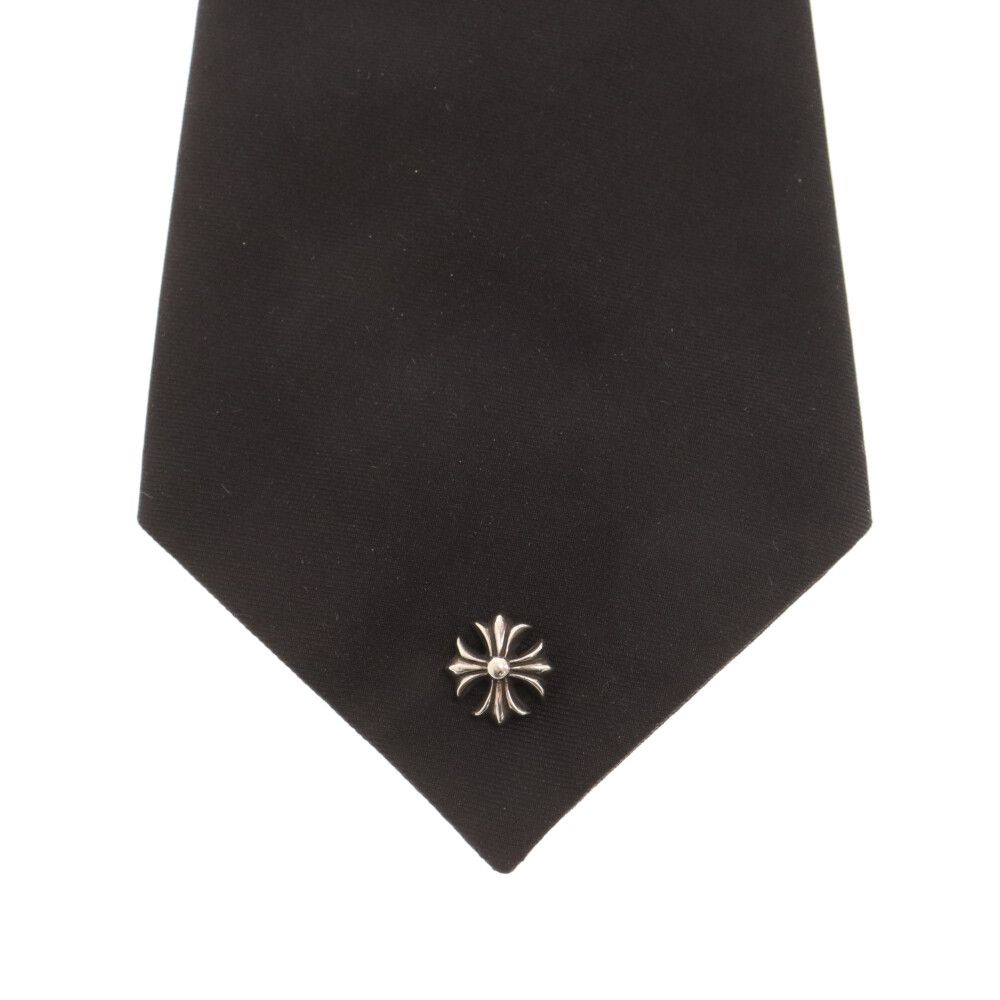 CHROME HEARTS クロムハーツ ネクタイ CHプラス シルク クロムハーツ CH プラス レザー ネクタイ シルバー ブラック