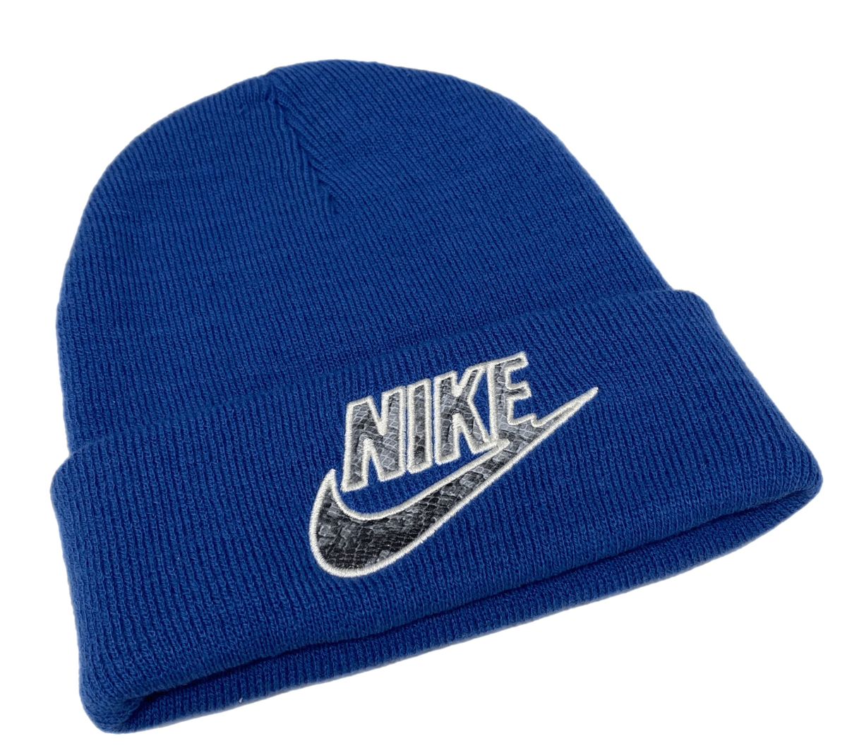 シュプリーム SUPREME × NIKE SNAKESKIN BEANIE BLUE 21SS