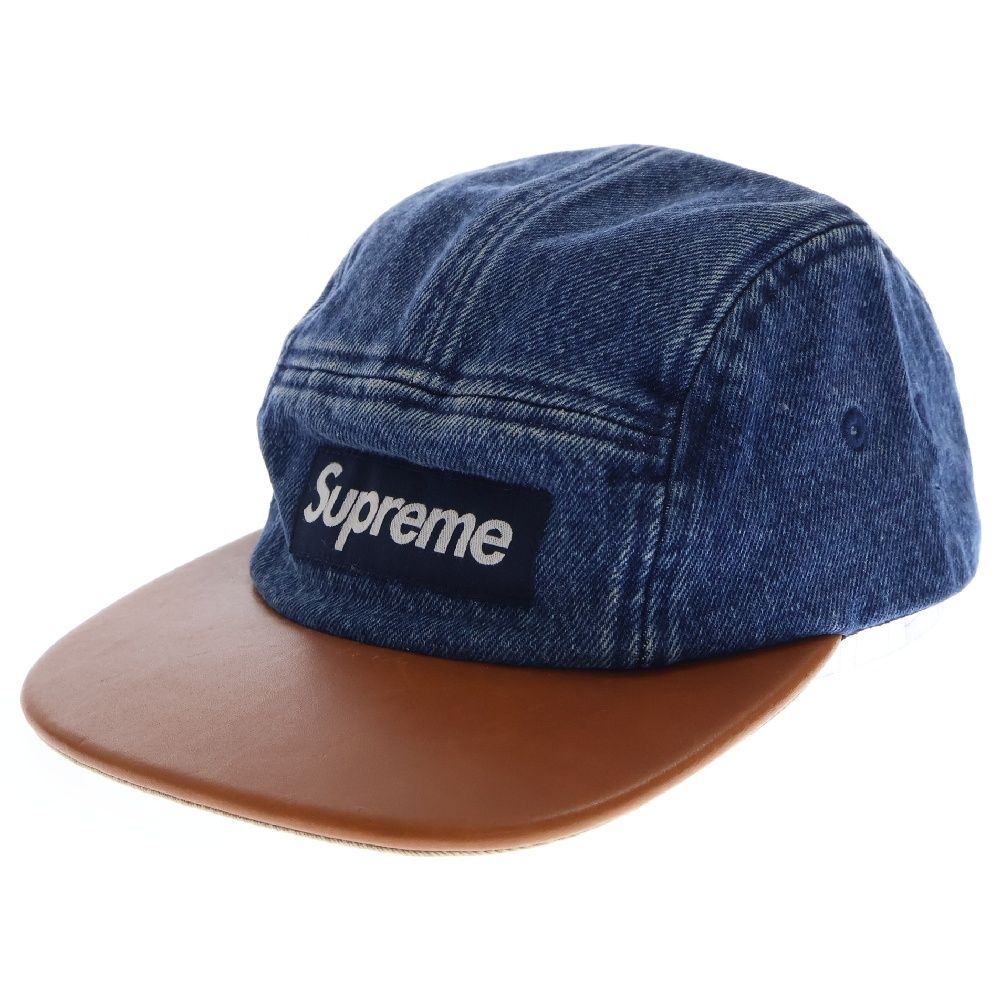 SUPREME (シュプリーム) 15AW Denim Leather Visor Camp Cap デニム レザー バイザー キャンプキャップ 帽子  インディゴ/ブラウン - メルカリ