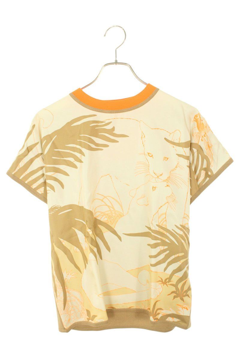 エルメス サイズ:34 DC2H2821DR シルク切替Tシャツ 中古 BS99 HERMES エルメス サイズ:34 DC2H2821DR シルク切替Tシャツ 中古
