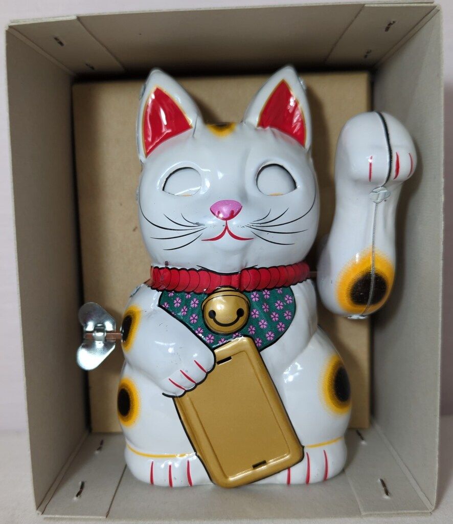ビリケン商会 ゼンマイ歩行ブリキ まねき猫 白 - メルカリ