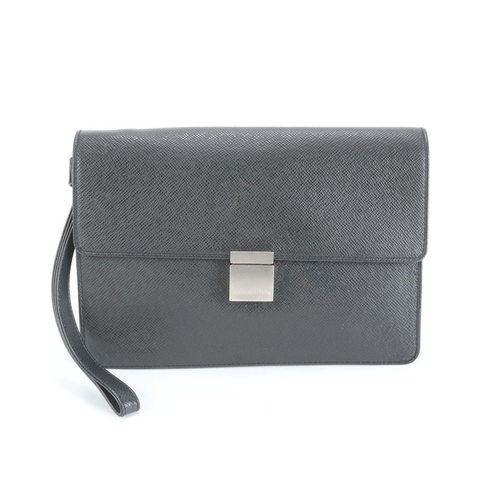 極美品 ルイヴィトン タイガ セレンガ M30782 レザー セカンドバッグ クラッチ ポーチ 通勤 ビジネス ブラック メンズ ERE CW25-10【】