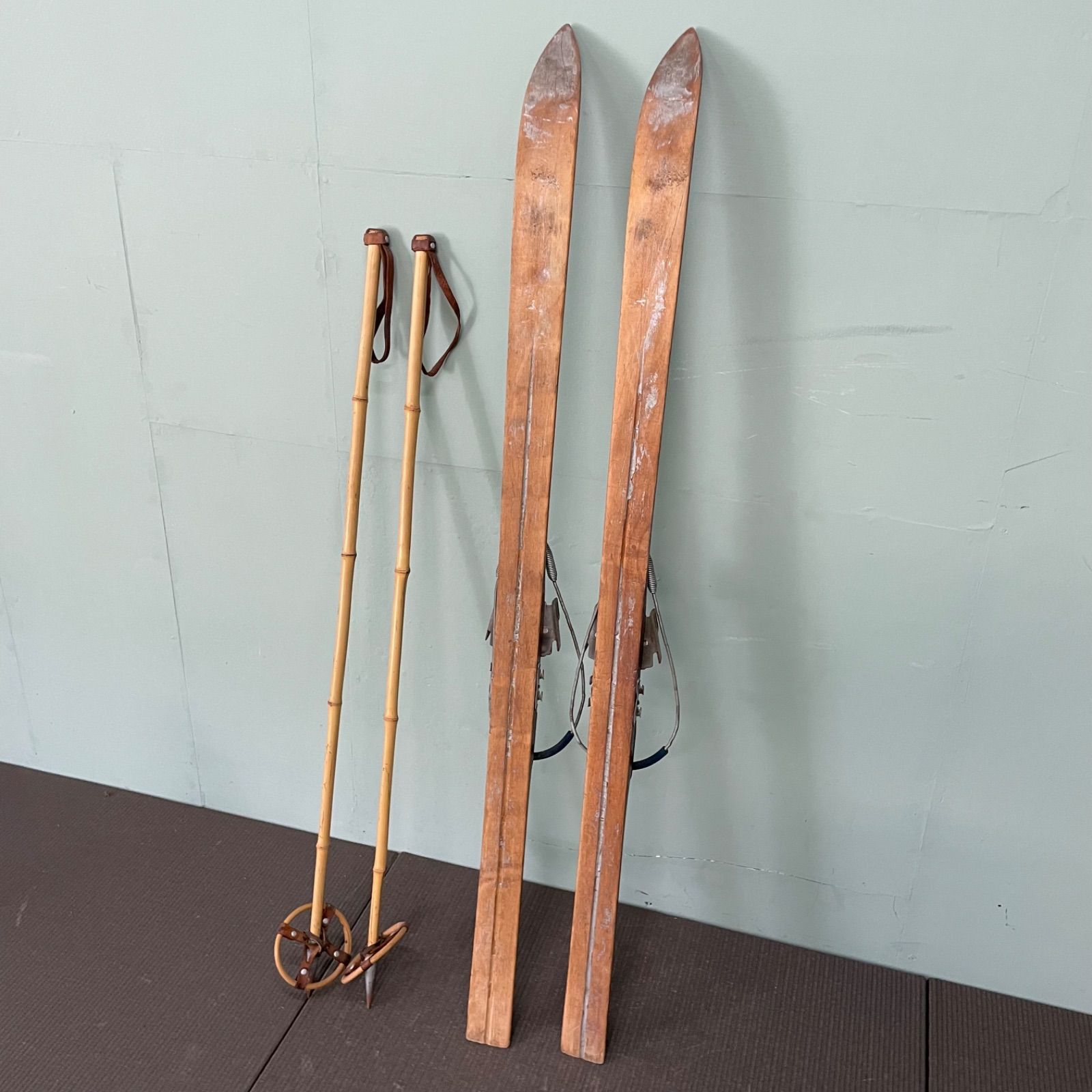 木製スキー板 ストック付 pinknotori専用スキー板・ストック 木製