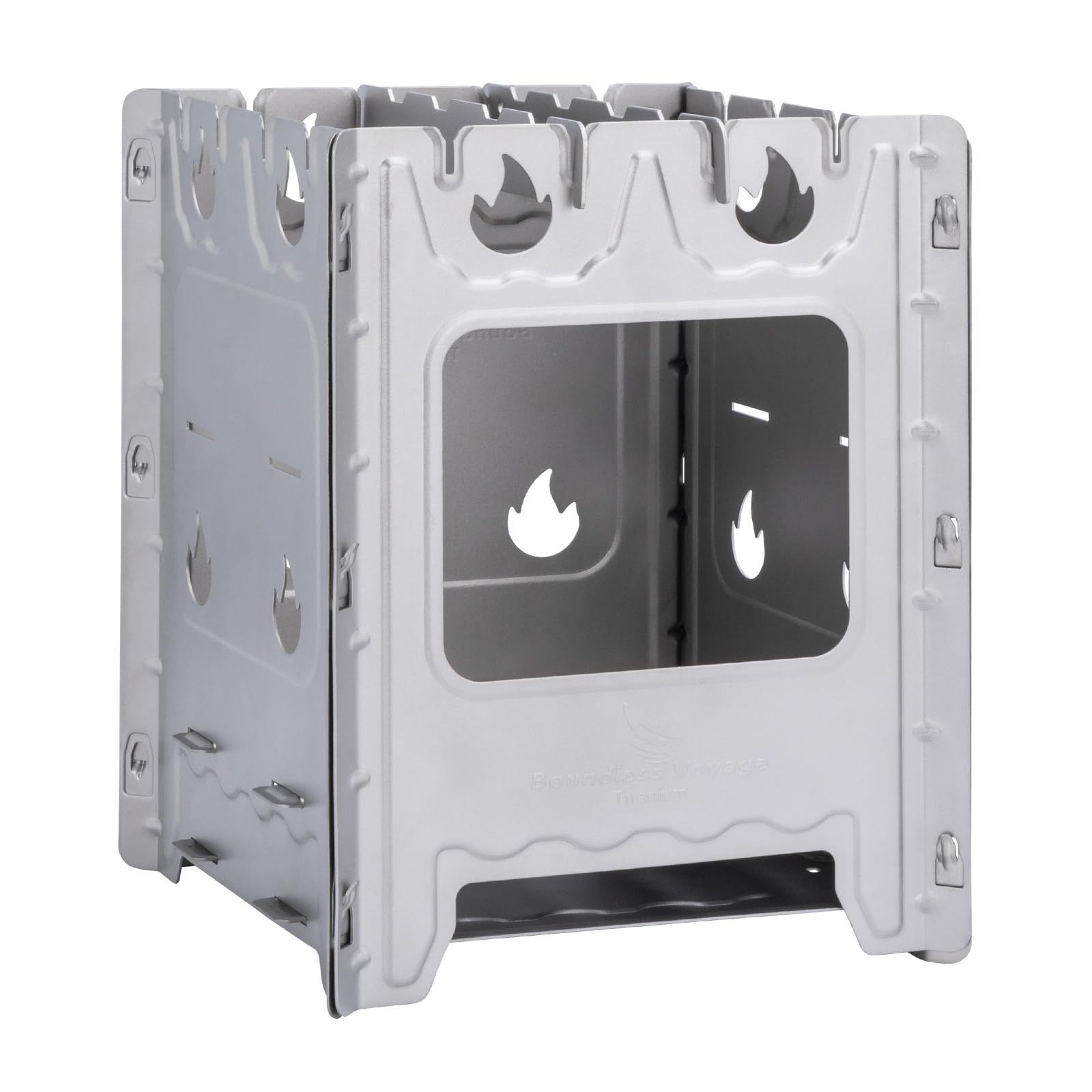 焚火台 五徳 ウッドストーブ 薪ストーブ チタン 軽量 コンパクト収納 組み合わせ式 Voyage アウトドア バーベキューコンロ 165×165×210mm Boundless 持ち運びに便利 収納バッグ付き Ti2008C