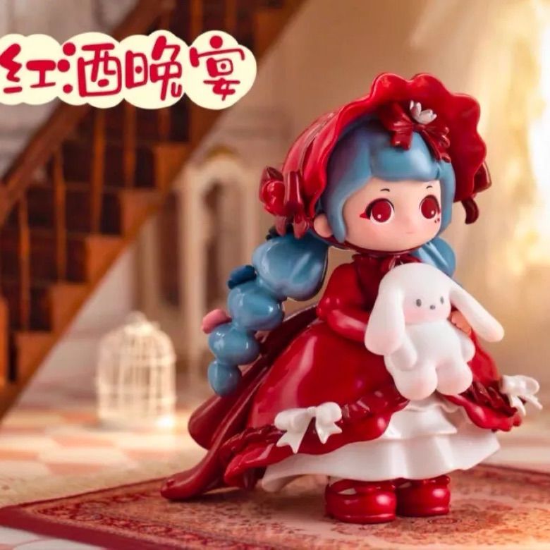 【開封済｜シークレット】Letsvan x Ziyuli 又梨 Season1 姐妹茶话物语 “姉妹茶話会物語” 海外限定 Lolita Style 人形 人偶 Doll ドール 置物 ブラインドボックス【モデル：红酒晚宴 Size：高さ14cm】red 