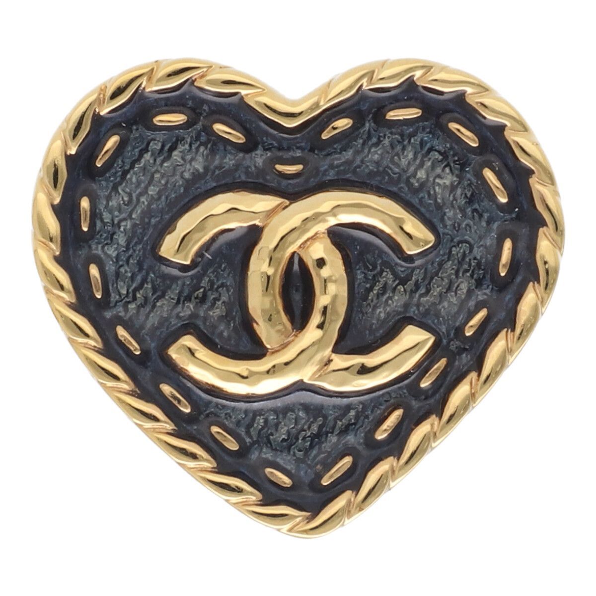 CHANEL シャネル ココマーク デニムモチーフ ハート リング 11.5号 I24P ゴールド ブルー インディゴ 指輪 25015184 RS