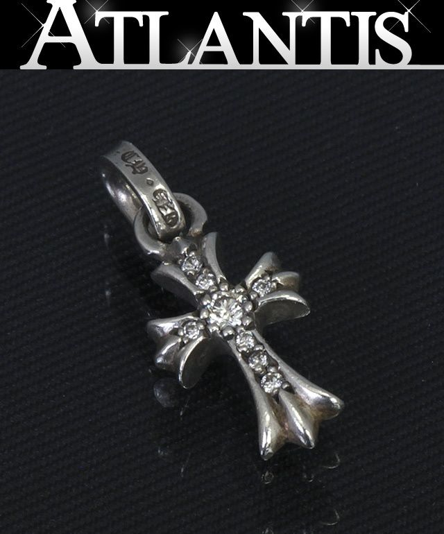 CHROME HEARTS 銀座店 クロムハーツ ベイビー ファットクロス チャーム パヴェダイヤ ペンダント トップ シルバー SV925 98479