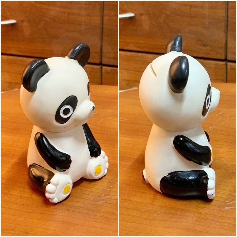 昭和レトロ ソフビ 貯金箱 パンダ 11cm お座り ヴィンテージ