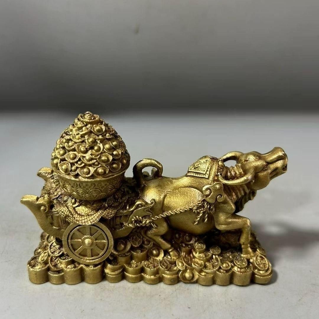 銅 細工 五運牛茶缶 茶道具 装飾品 工芸品 置物 【公式通販】