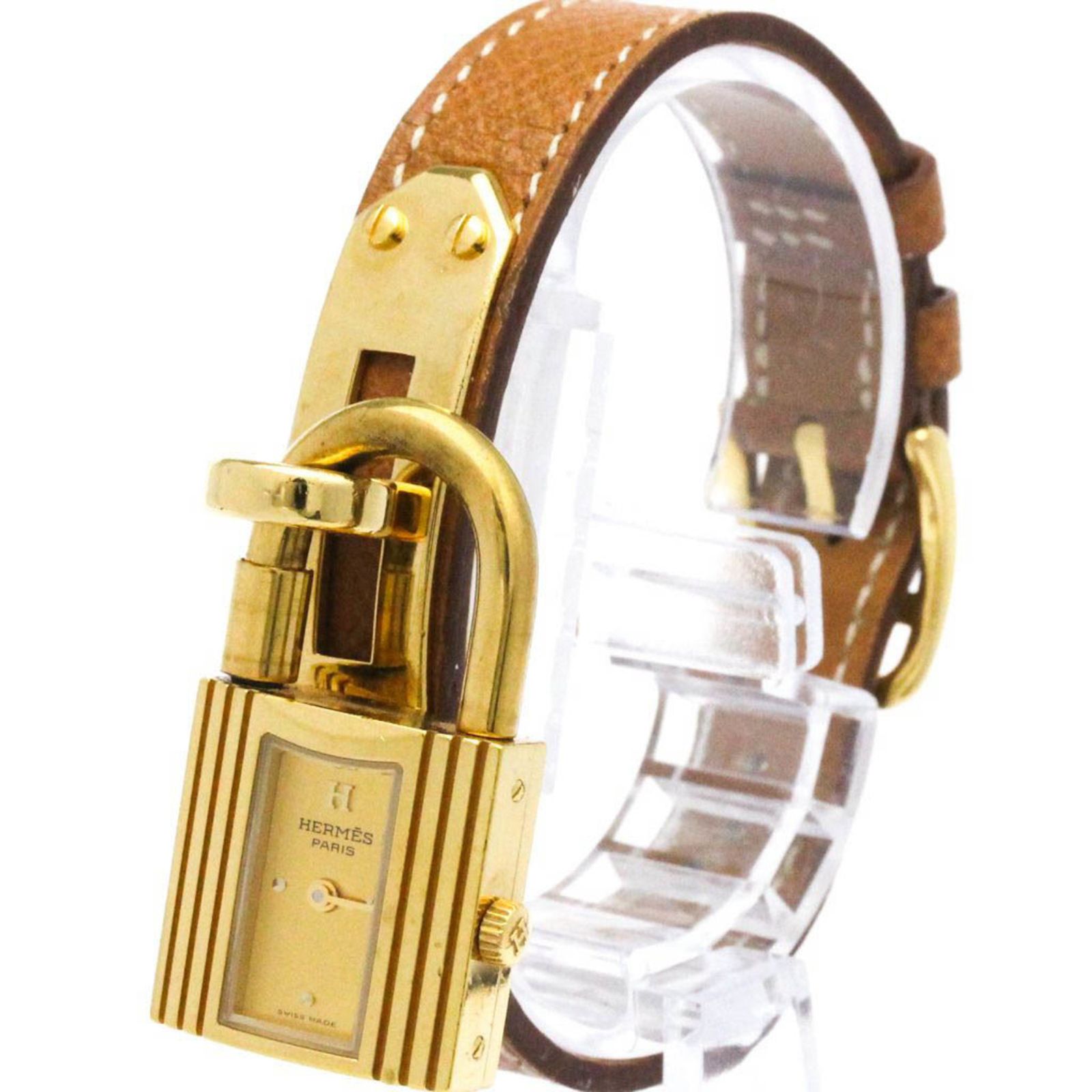 エルメス (HERMES) ケリーウォッチ ゴールドプレート レザー