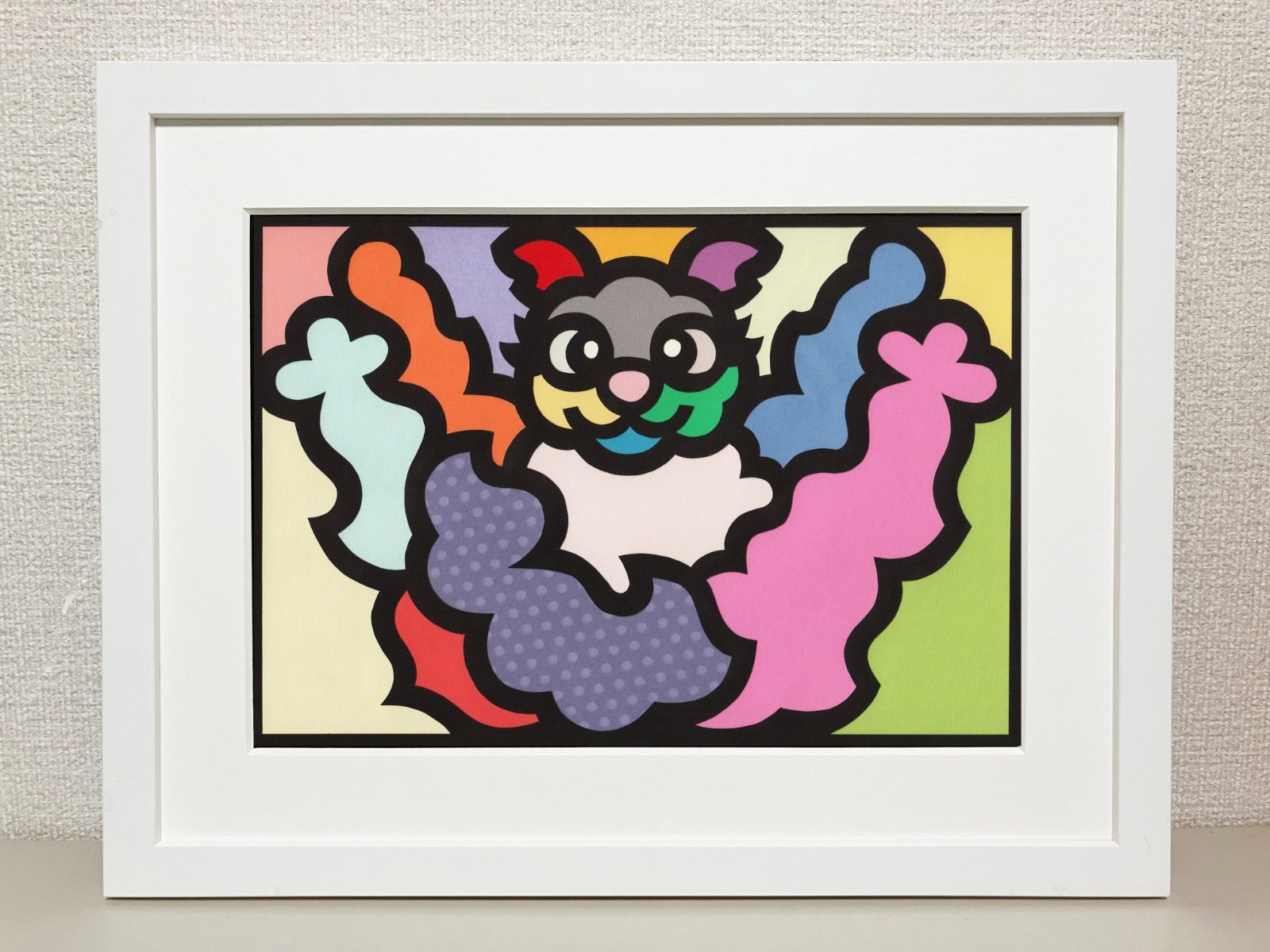 A4サイズ 187-1 Cat Alphabet - V” 2025 Original art work on paper cutting with collage