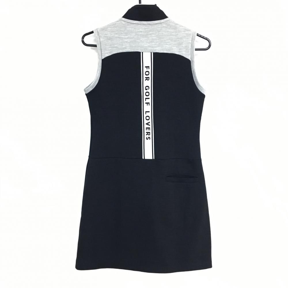 デサントゴルフ ノースリーブワンピース 黒×グレー 肩ロゴ 中田英寿