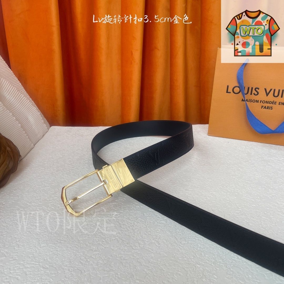 Louis Vuitton レザーベルト ルイヴィトン95cm ブラック メンズ レザー ベルト M9150 LOUIS