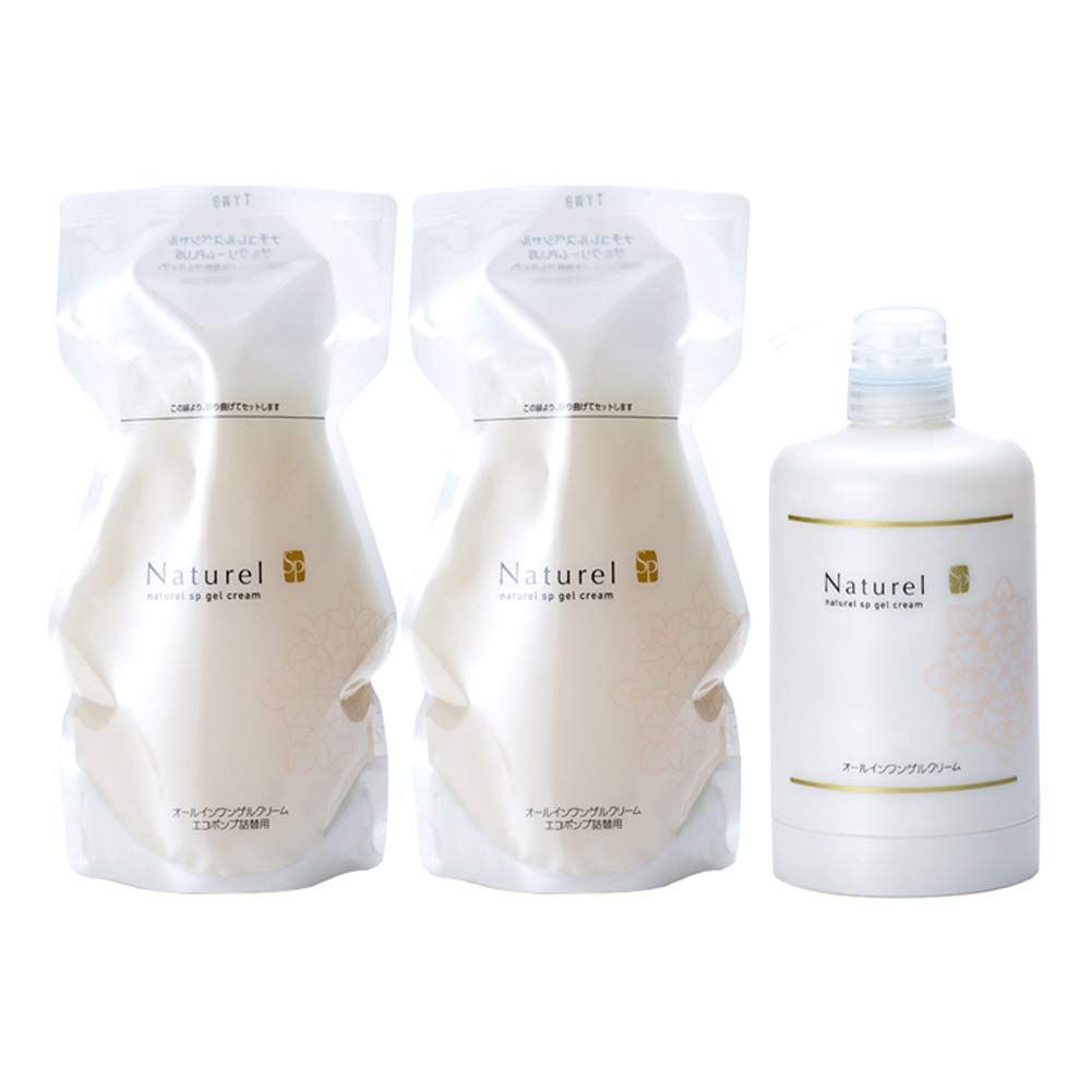 ナチュレルSP ゲルクリーム PLUS エコツインセット 詰替用550g×2 空のエコボトル付き 9種類のサンプルセット付