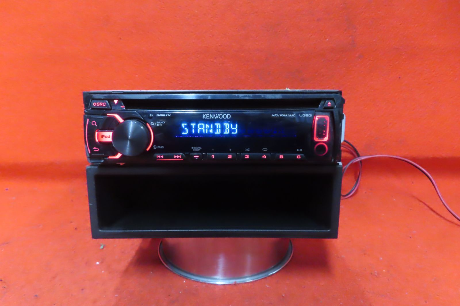 ＊CS947＊動作保証付/ケンウッド　U383　CD デッキ　カーオーディオ/CDプレーヤ　1DIN　ステー付