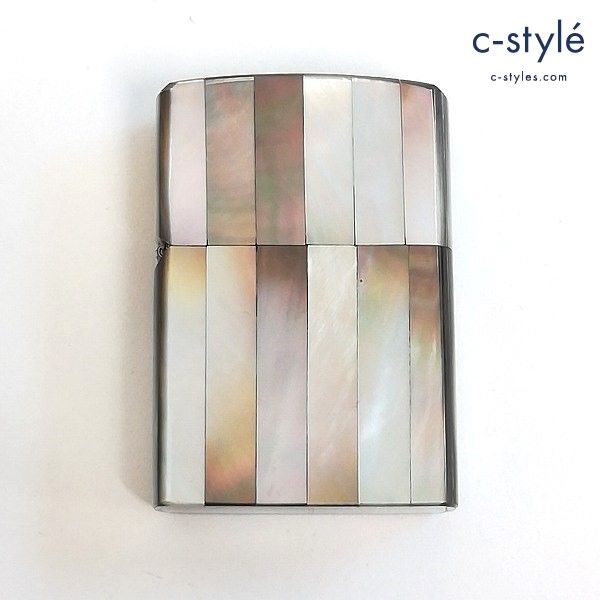 U661 人気 ZIPPO ジッポー オイルライター 特別手工芸品 黒蝶貝縞 貝貼り シェル ストライプ LIMITED EDITION | U
