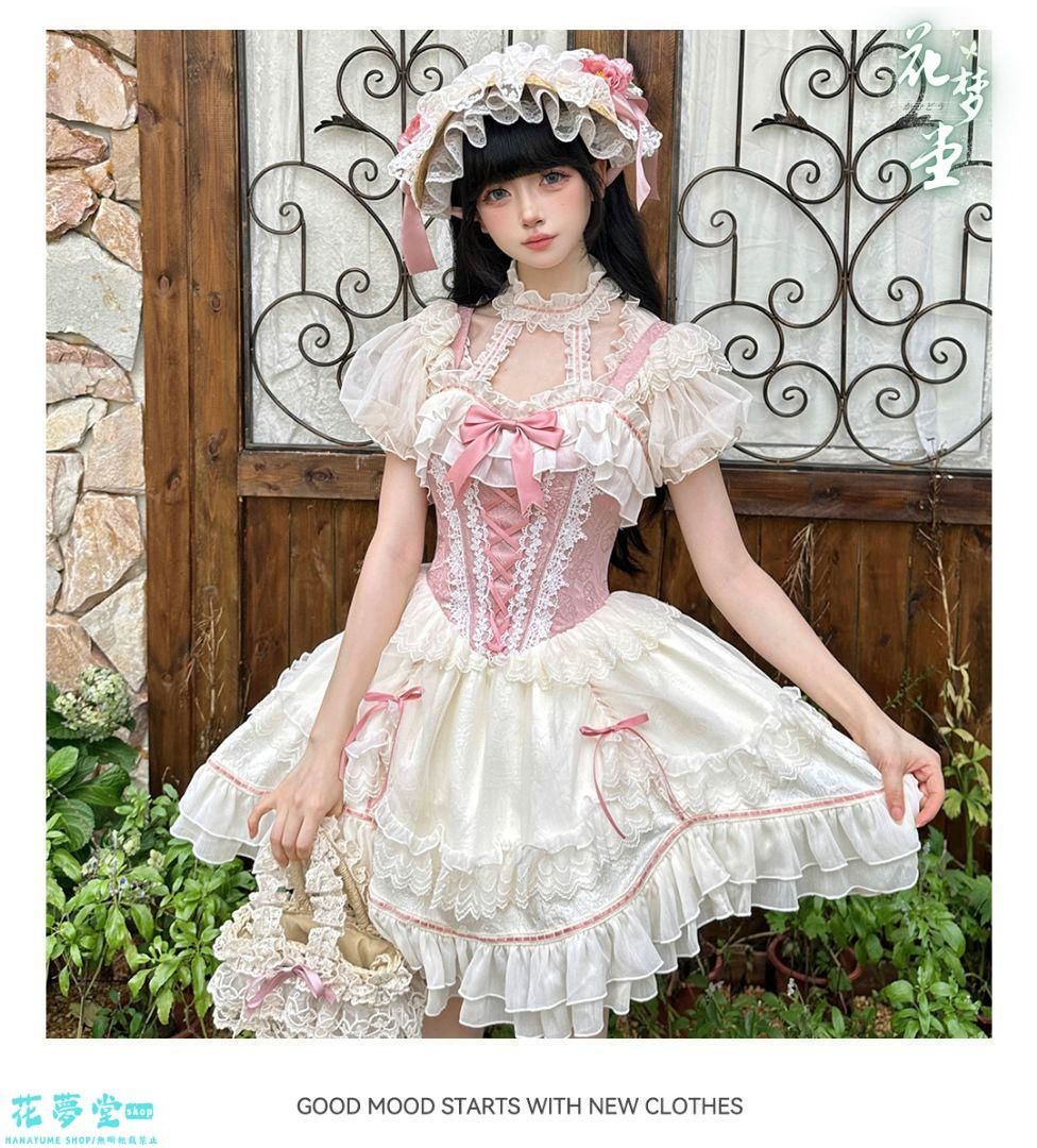 25年 コスプレ ドレスロリータセット 仮装 オリジナル ワンピース 洋装 jsk 撮影会 舞台 イベント 花夢堂-182