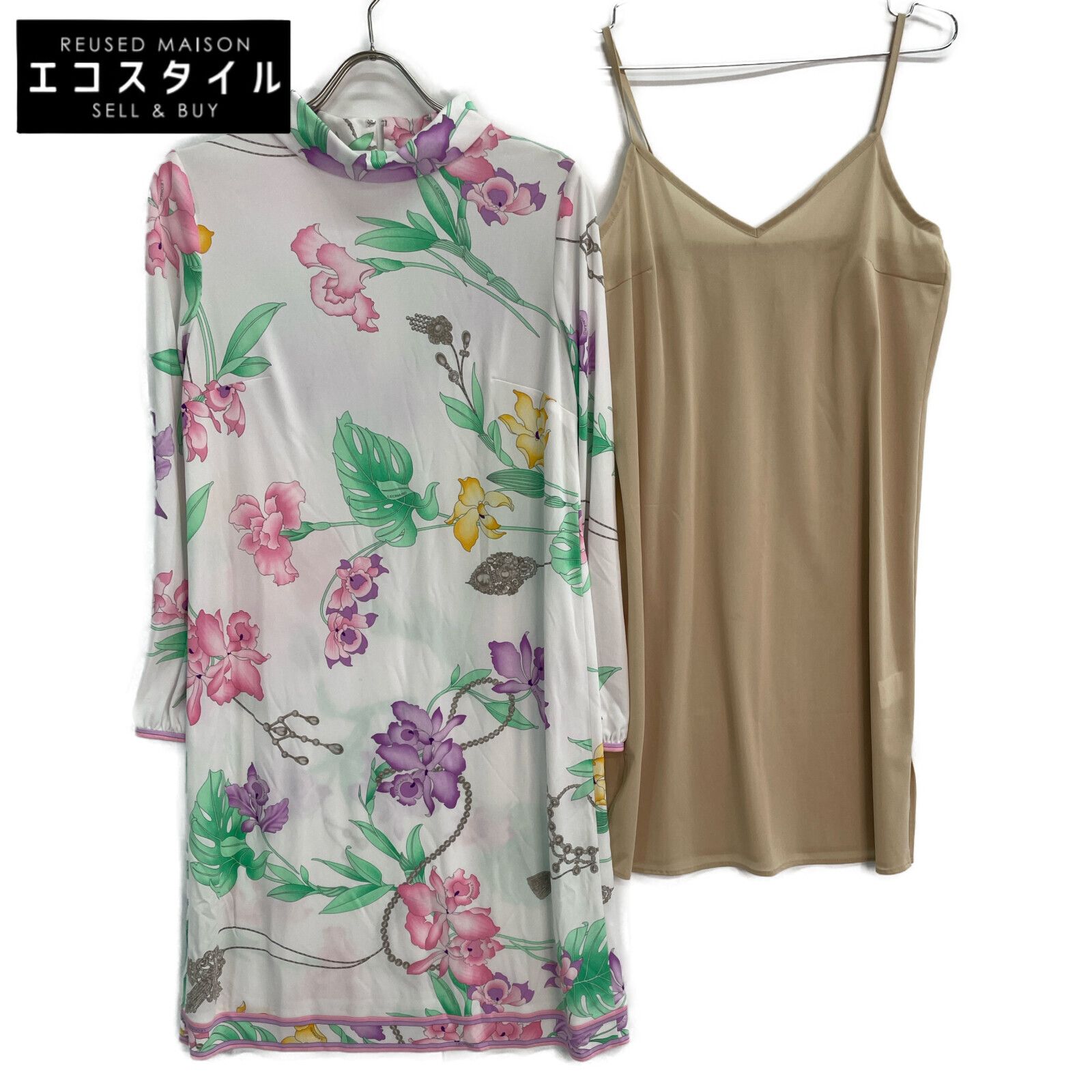 LEONARD レオナール 七分袖ワンピース サイズ:40 ブラック レディース  