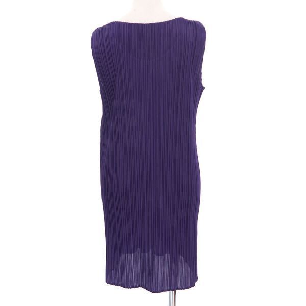 ふちゃっ　イッセイミヤケ プリーツプリーズ ノースリーブトップス　パープル PLEATS PLEASE ISSEY MIYAKE（カットソー(半袖/袖なし)）の