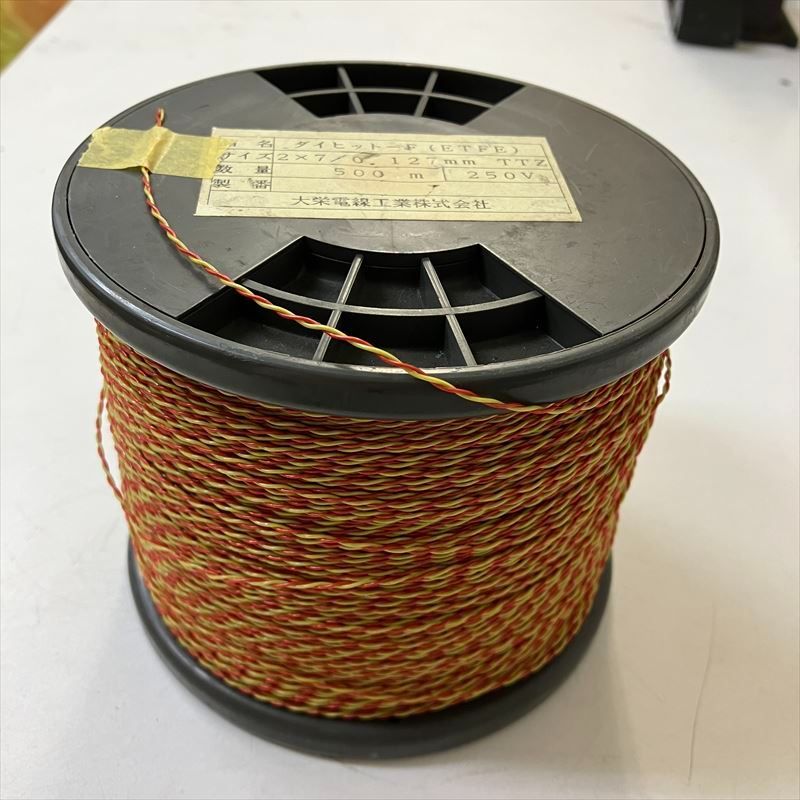 ダイヒット-F(ETFE)電線，2x7/0.127mm TTZ，赤/黄，大栄電線，400m