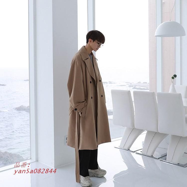 トレンチコート メンズ ロングコート韓国風 おしゃれ 体型カバー ヨーロピアンカジュアル オーバーサイズ イケメン コート レトロ 秋着 yan5a082844