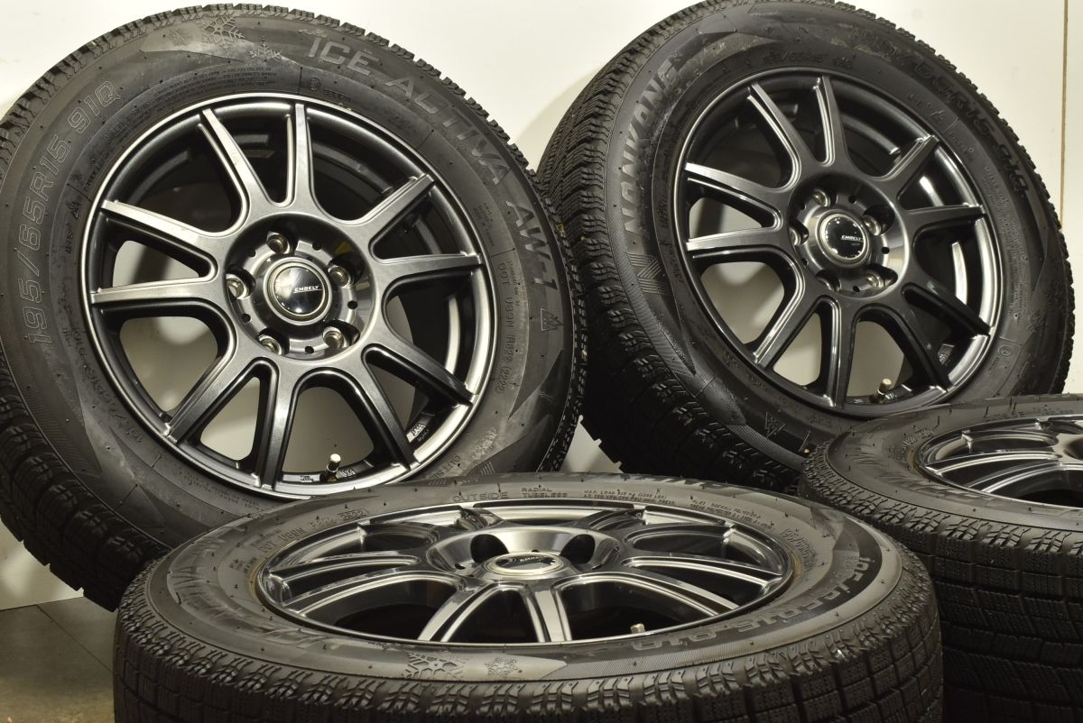 バリ溝 EMBELY 15in 6J 53 PCD114.3 製 ナンカン アイスアクティバ AW-1 195 65R15 ノア ヴォクシー ステップワゴン プレマシー