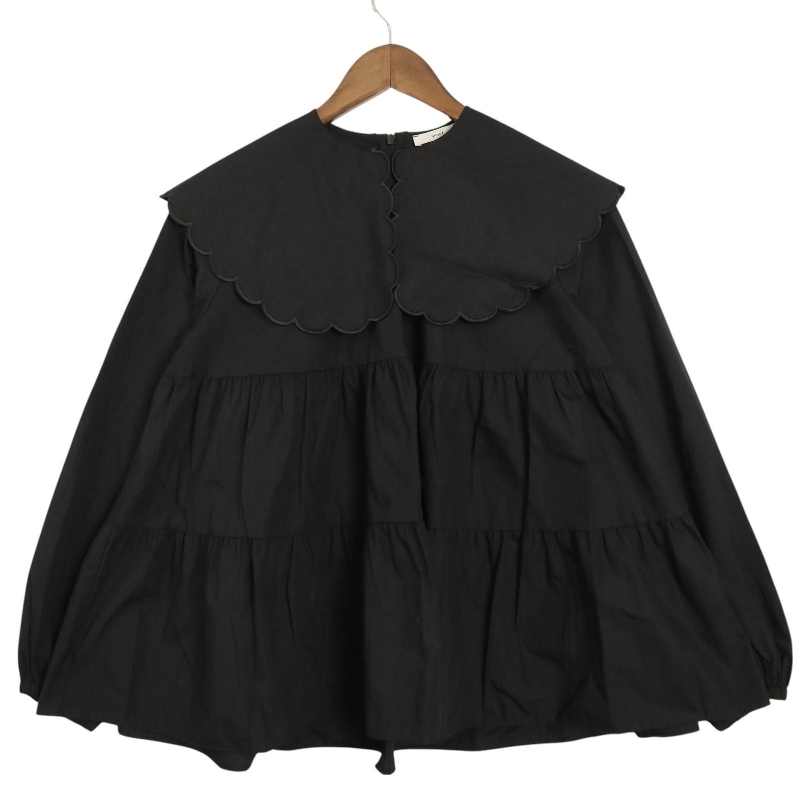 yori◆スカラップロングスリーブブラウス/FREE/ポリエステル/ブラック/YR21-23100AW yori スカラップロングスリーブブラウス＊ - メルカリ