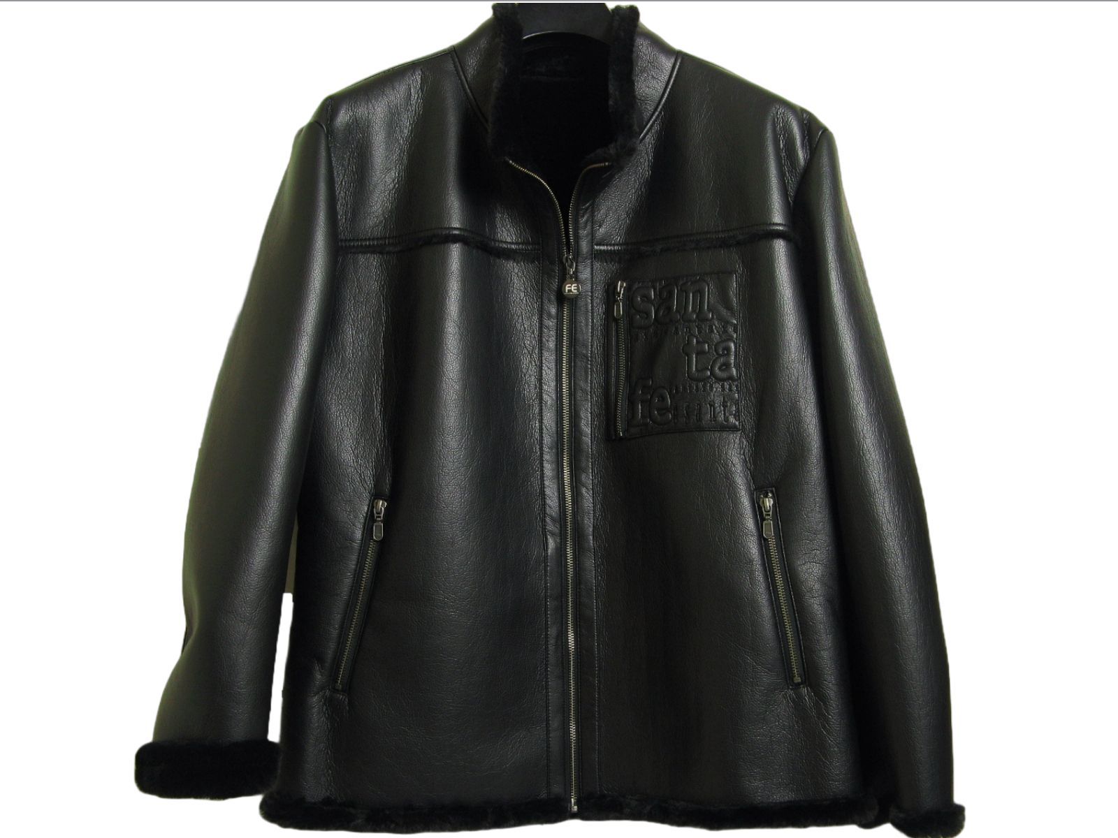 50%off サンタフェ★フェイクムートン ブルゾン（ブラッック）52（3L) 50%off サンタフェ☆フェイクムートン ブルゾン（ブラッック）52（3L