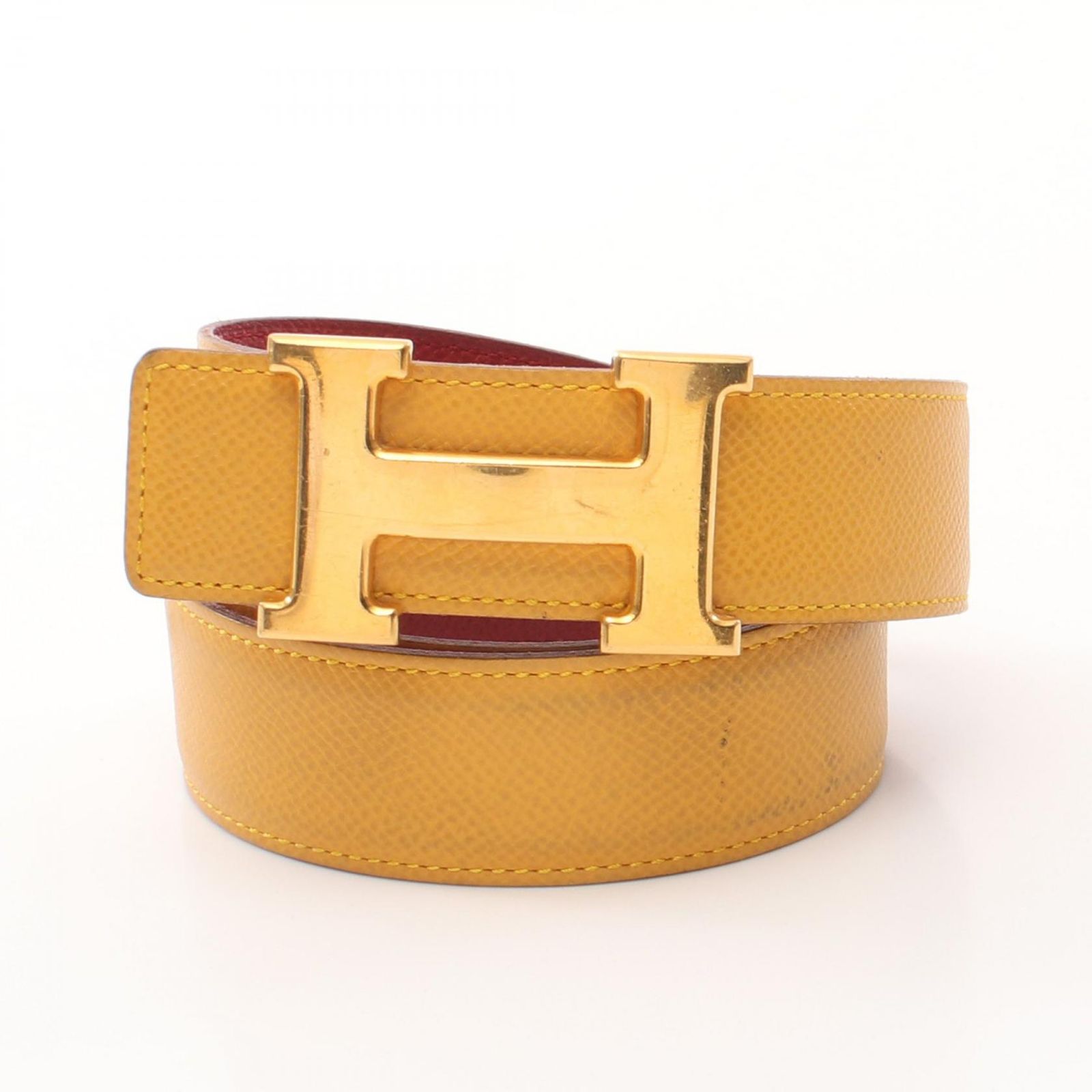 エルメス HERMES ベルト コンスタンス Hベルト ジョーヌ ルージュヴィフ レッド|イエロー その他 ベルト レディース Used B