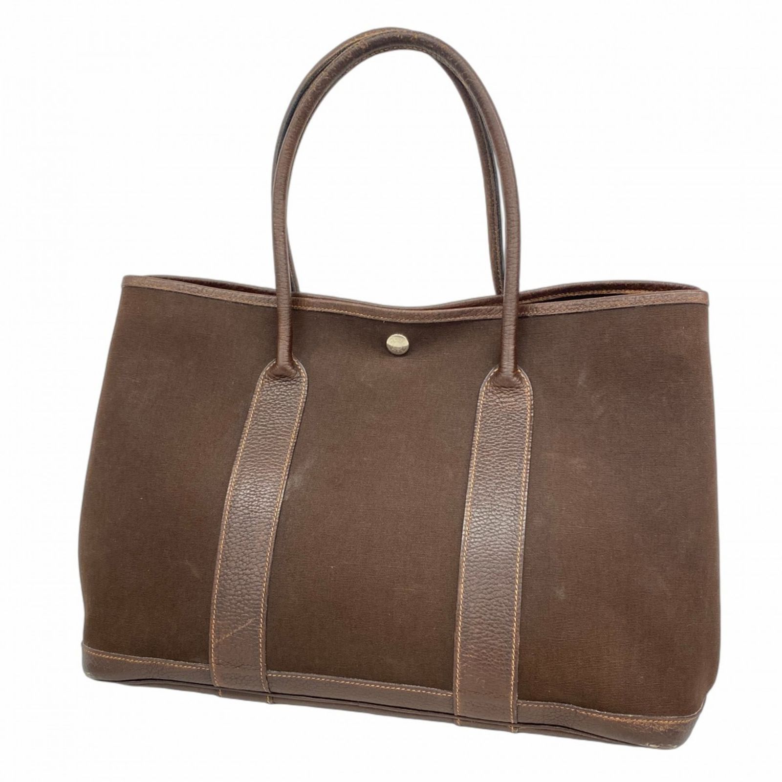 エルメスベージュとブラウンのトートバッグ エルメス(Hermes) エルメス トートバッグ ガーデンPM トワル