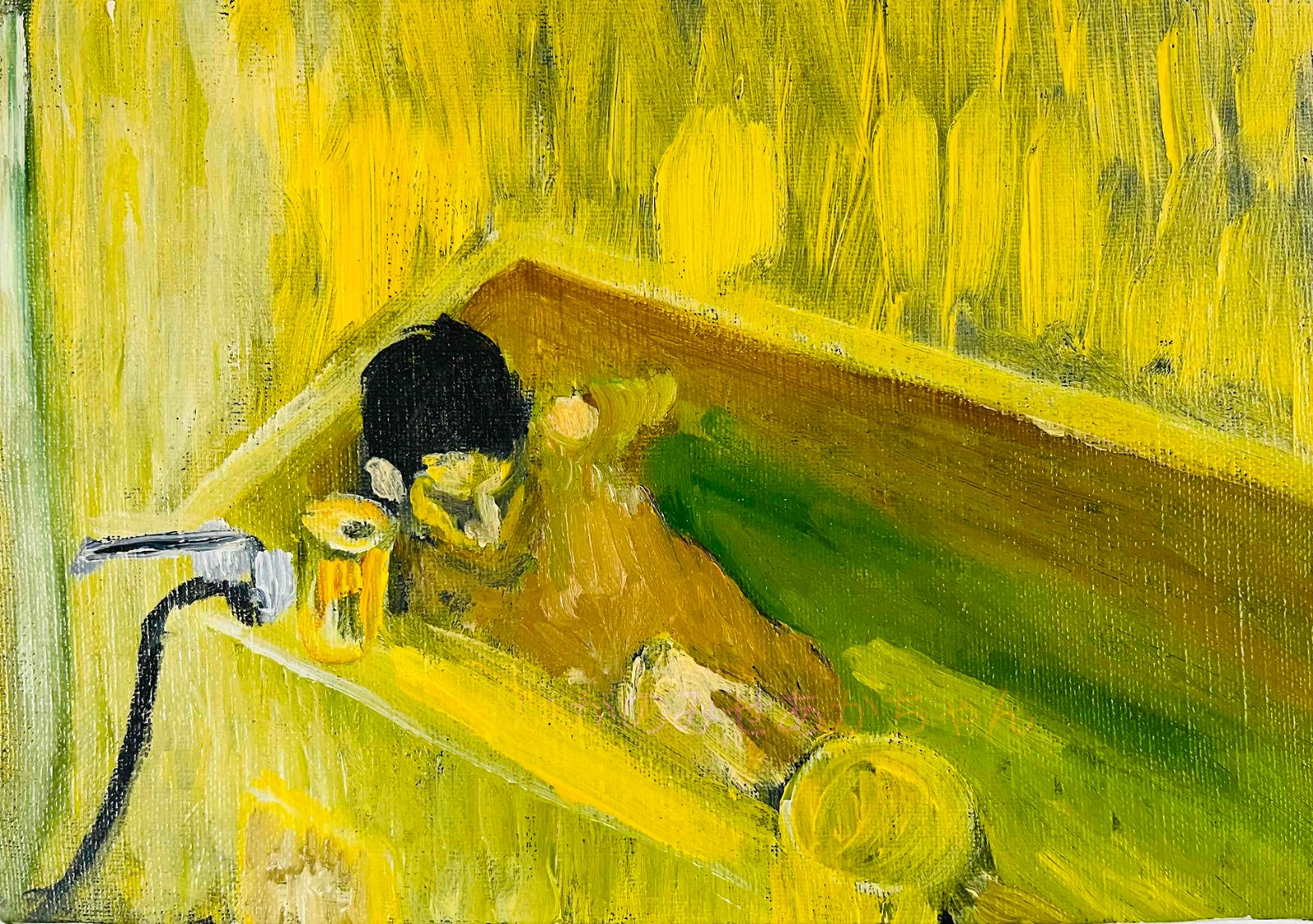 16×23㎝「痒い背中」油彩・原画・サムホール 【公式通販】