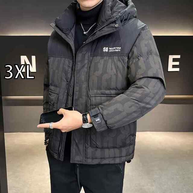 [3XL]秋冬 コーデ メンズ  服 シンプル ファッション オシャレ 大人 かっこいい 大きいサイズ ストリート 紳士服  ダウン ジャケット アウター フード付き ハイエンド ホワイトダックダウン 暖