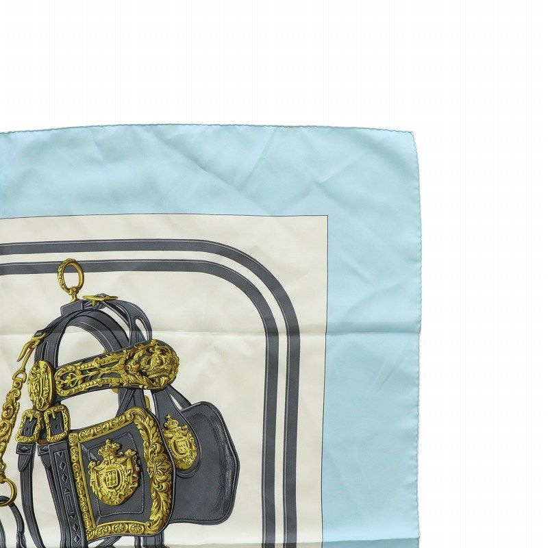 美品　エルメス　ブリッド　ドゥ　ガラ　カレ　90 ブルー　水色 カレ 90 《ブリッド・ドゥ・ガラ・アン・フルール》 | Hermès